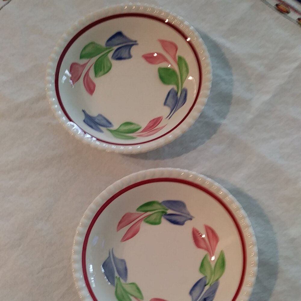 Vintage Hand Painted Blue Ridge Southern Potteries Berry/Fruit Bowls  - Set of 2 - Picture 3 of 7